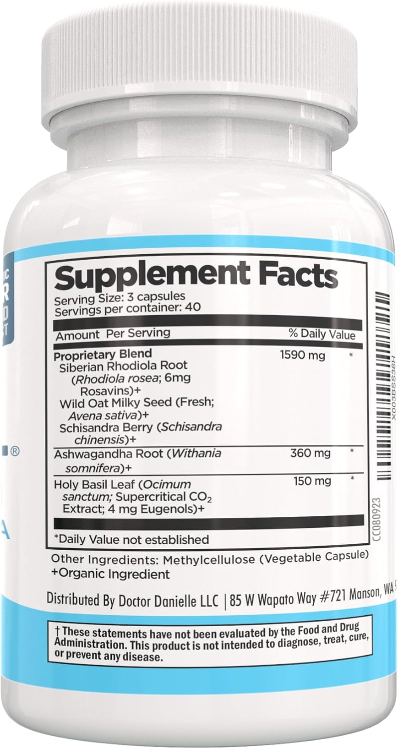 Doctor Danielle Organic Ashwagandha Supplement - 5 in 1 Stress Relief & Mood Support - 120 Vegan Capsules