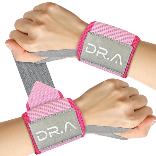 Doctor-Developed Gym Brace with Lifting Wrist Wraps and Compression Support for Weightlifting - Pink Wrist Wraps for Men and Women
