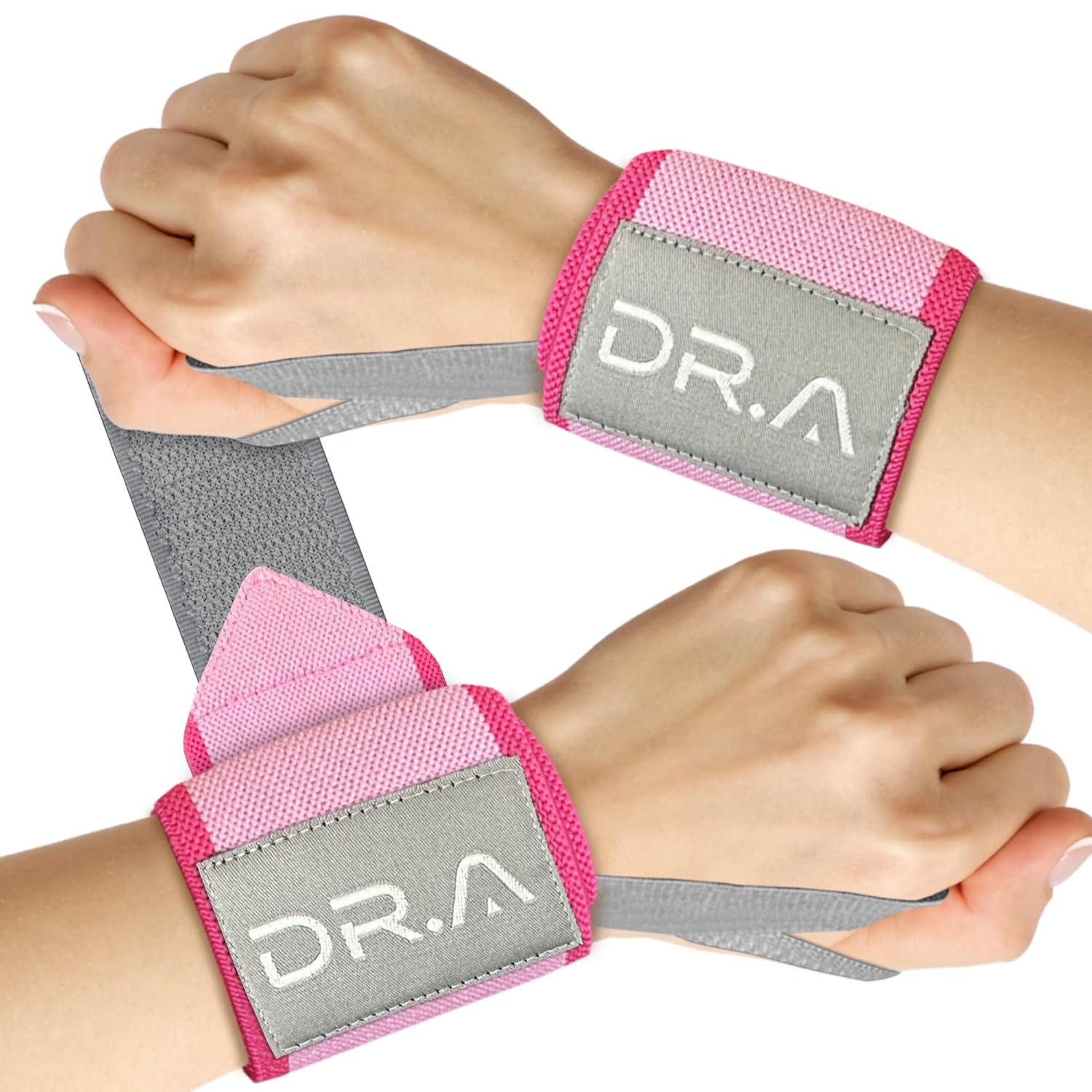 Doctor-Developed Gym Brace with Lifting Wrist Wraps and Compression Support for Weightlifting - Pink Wrist Wraps for Men and Women