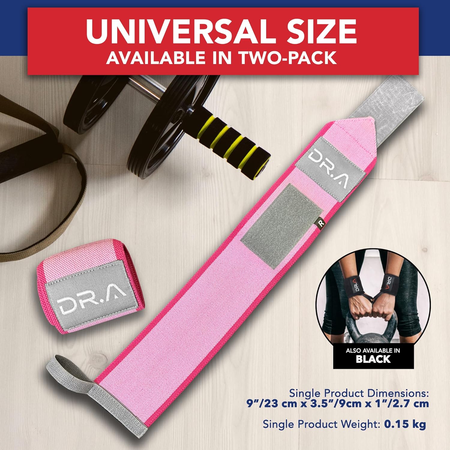 Doctor-Developed Gym Brace with Lifting Wrist Wraps and Compression Support for Weightlifting - Pink Wrist Wraps for Men and Women