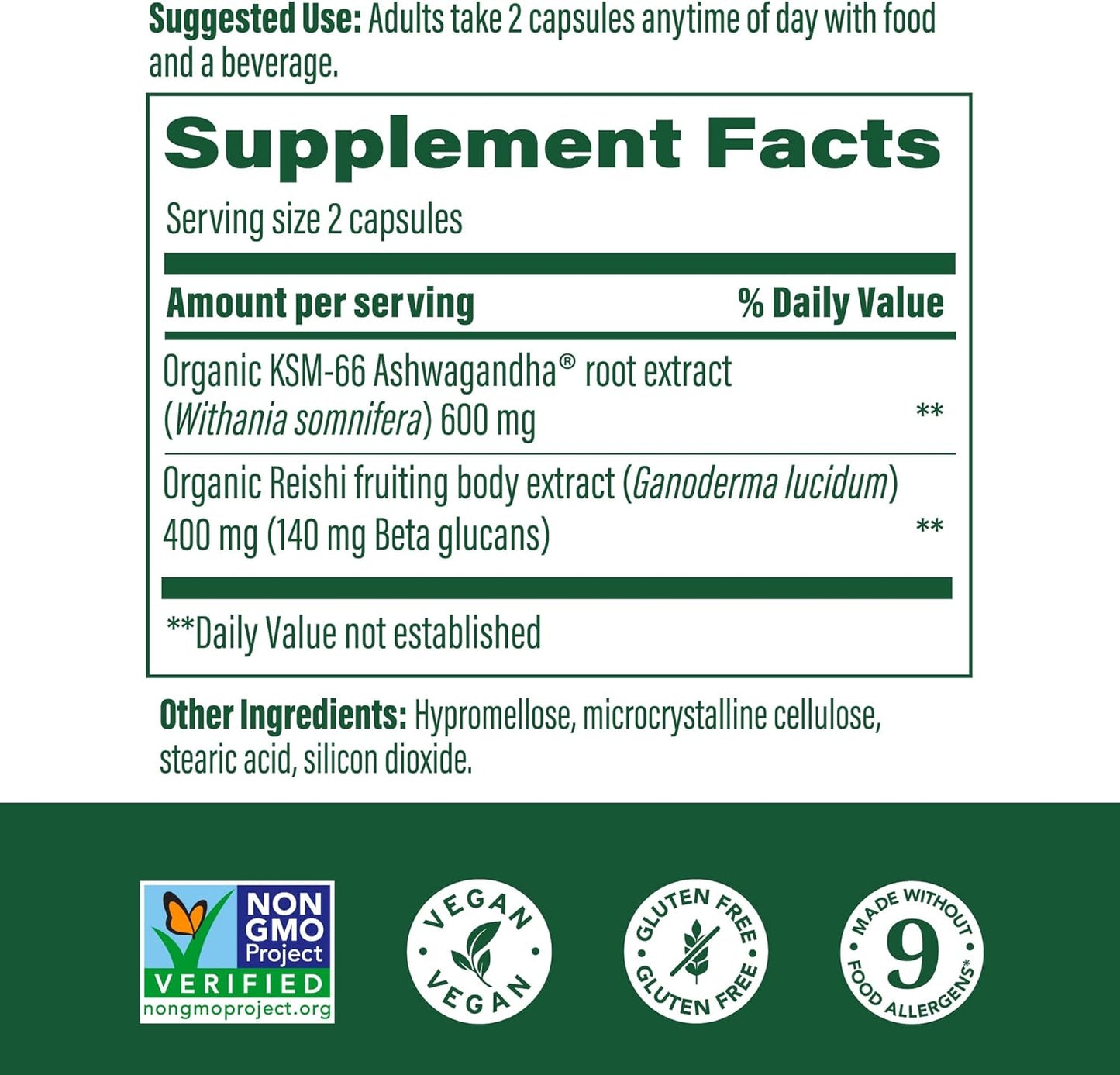 Doctor Formulated Mushroom Stress Relief Supplement with Reishi & Ashwagandha - 60 Capsules, Vegan & Gluten-Free - Clinically Studied to Reduce Stress