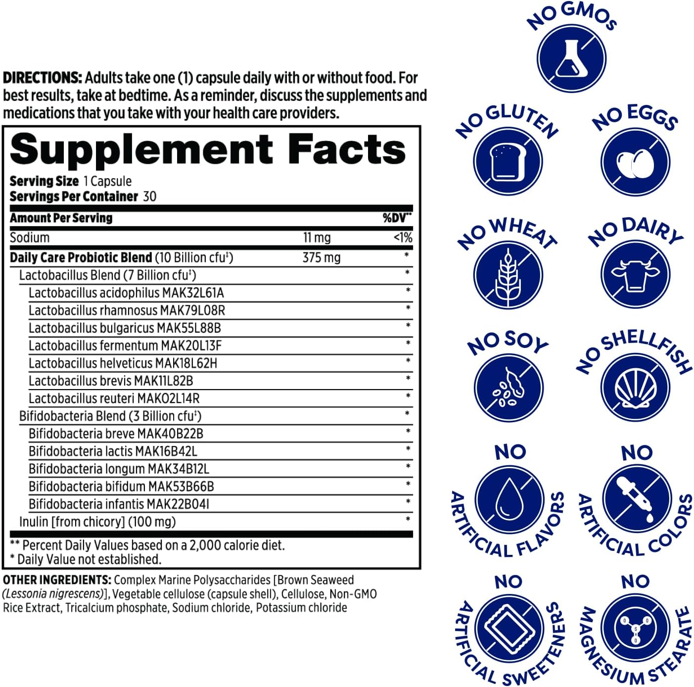 Doctor Formulated Probulin Daily Care Probiotic Capsules with 10 Billion CFU - 12 Strains for Digestive & Immune Support - Vegan, 30 Caps (Pack of 3)