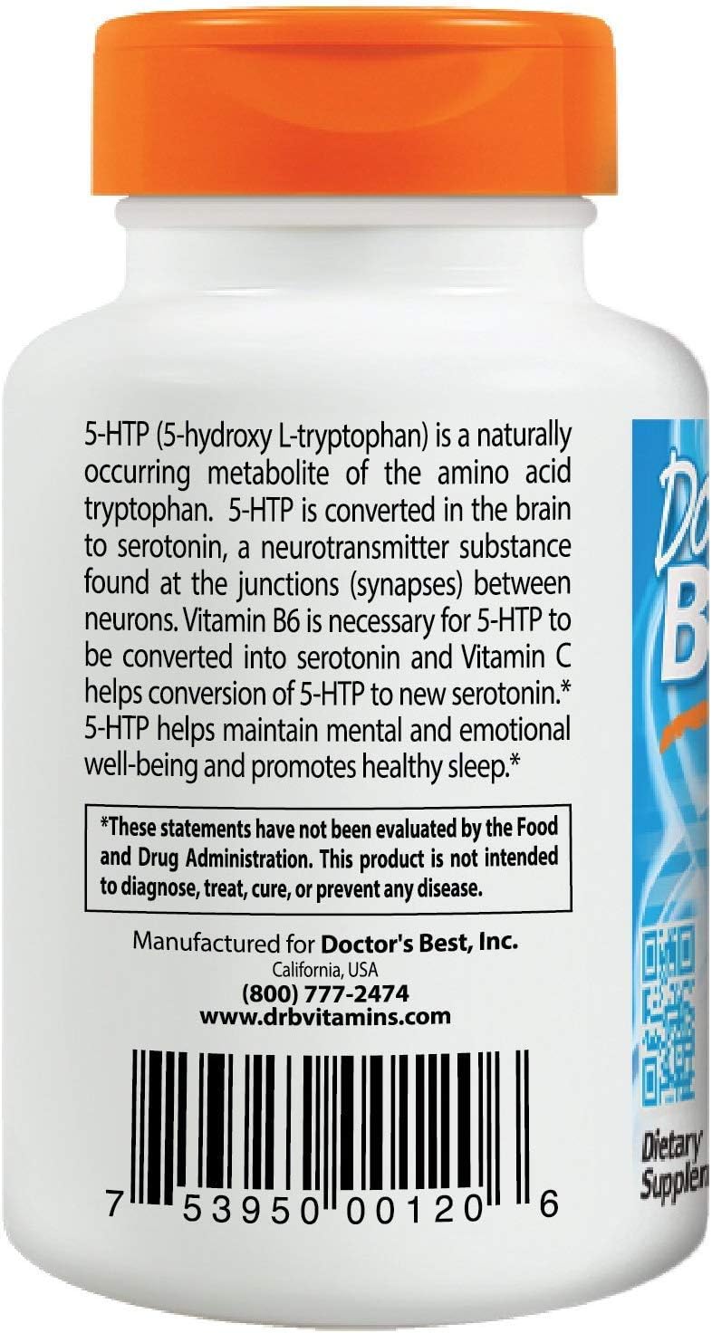 Doctor's Best 5HTP Supplement with Vitamin B6 and C for Enhanced Mood Support - 235 Capsules
