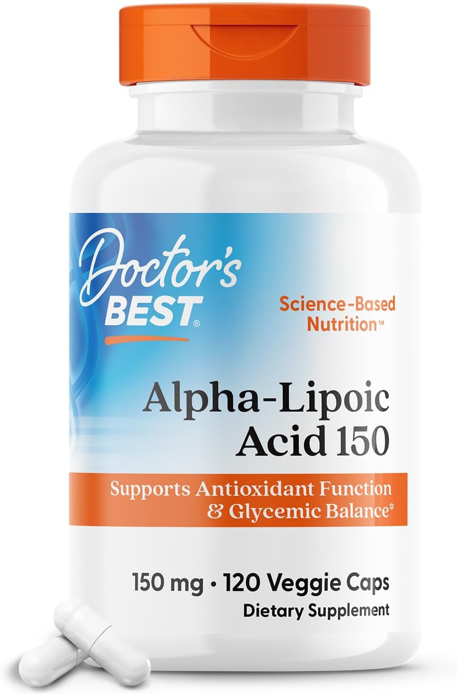 Doctor's Best Alpha-Lipoic Acid 150mg Capsules - Supports Glucose Metabolism and Antioxidant Regeneration - Non-GMO, Gluten-Free, Vegan, Soy-Free - 120 Count