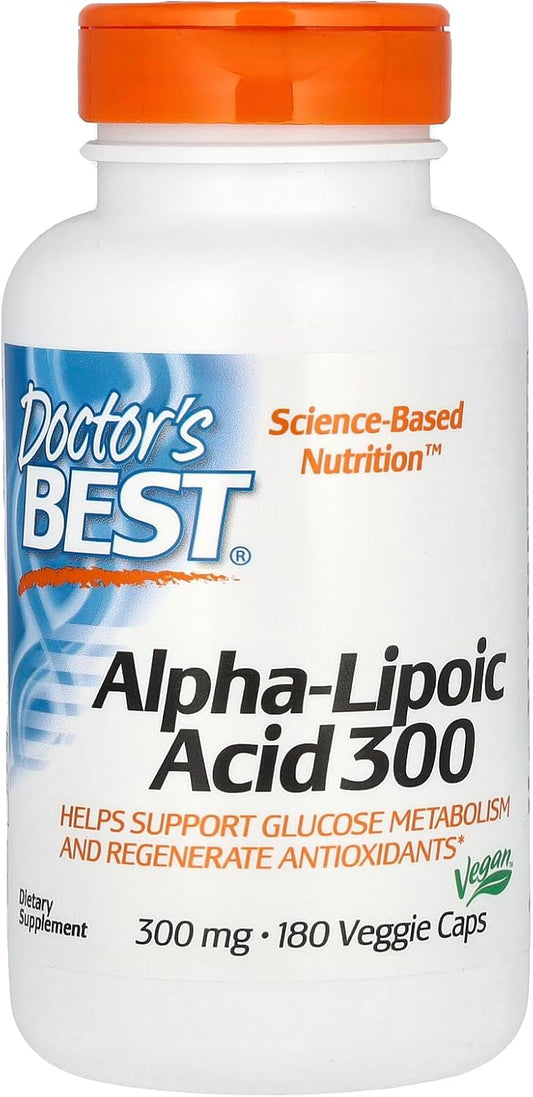 Doctor's BEST Alpha Lipoic Acid 300-180 - Vegetarian Capsules, High Potency Antioxidant Supplement