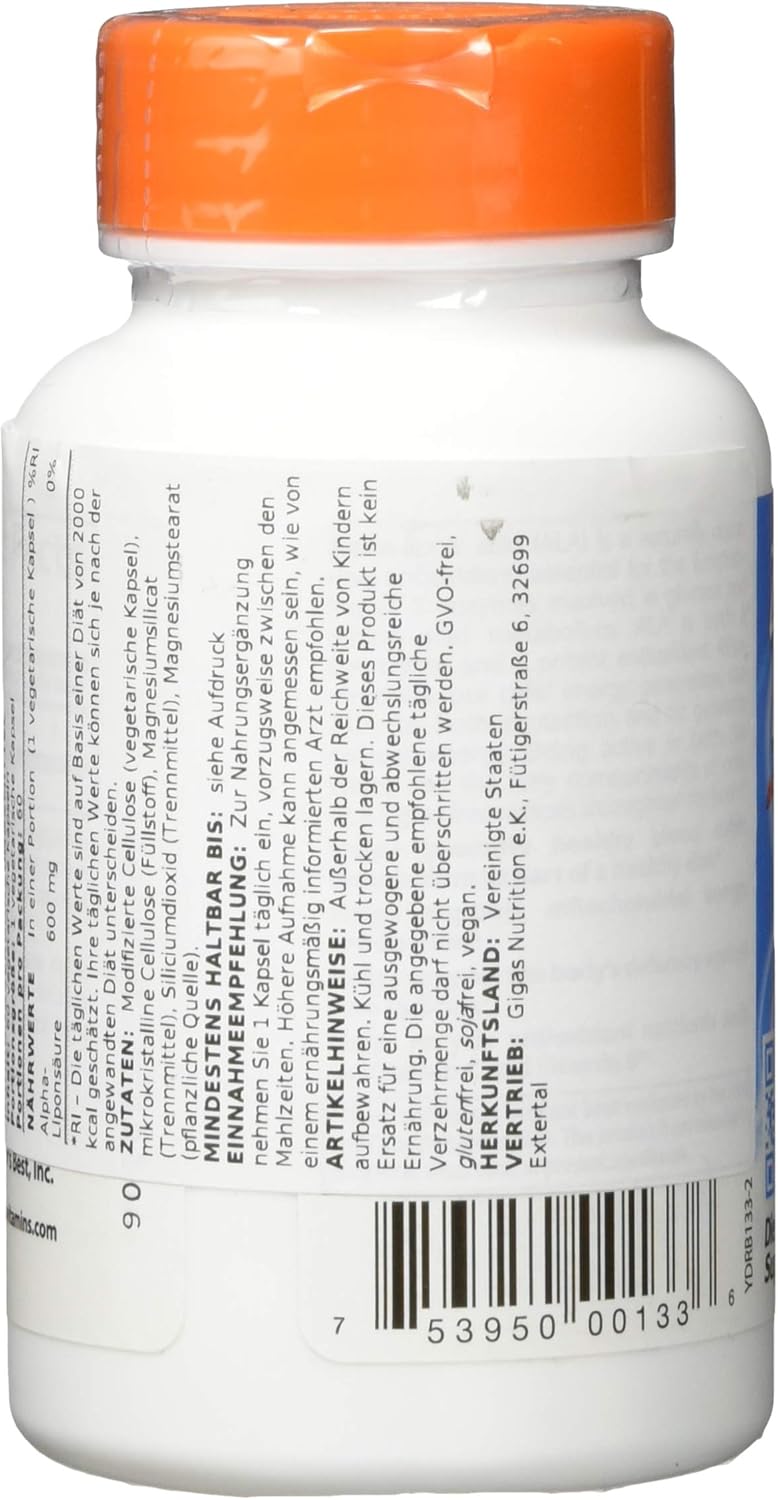 Doctor's Best Alpha Lipoic Acid Supplement, 60 Capsules - Antioxidant Support Formula