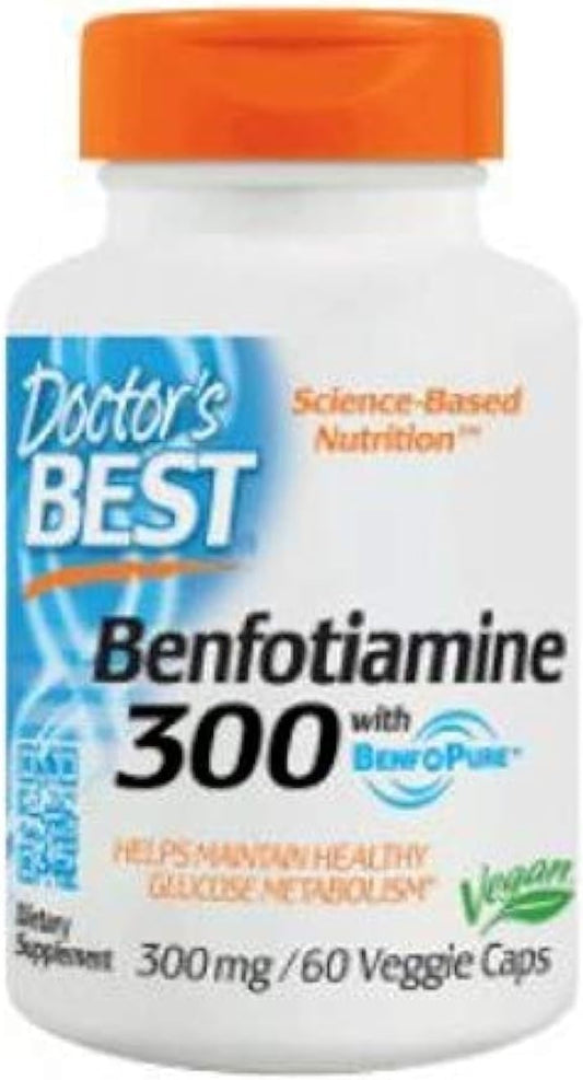 Doctor's BEST Benfotiamine 300mg - 60 Vegetarian Capsules - High-Quality Supplement from Doctor's Best