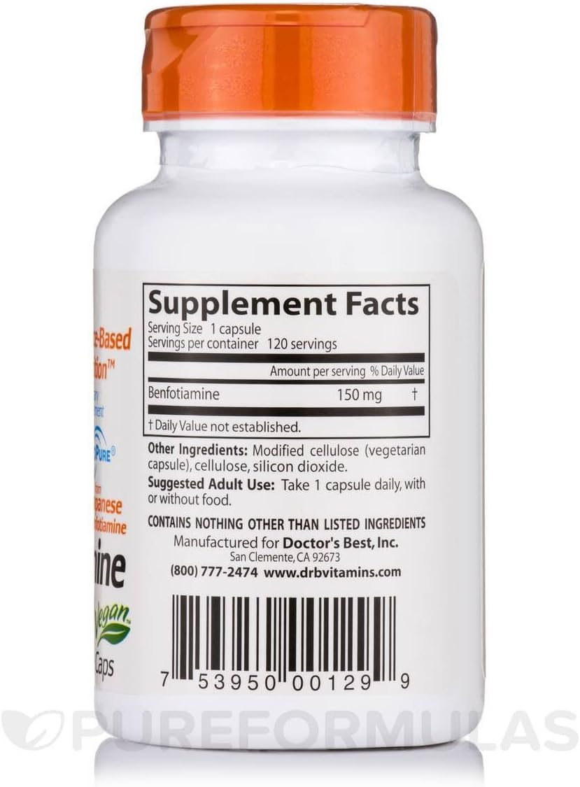 Doctor's Best Benfotiamine Supplement - 150 mg, 120 Vegetarian Capsules