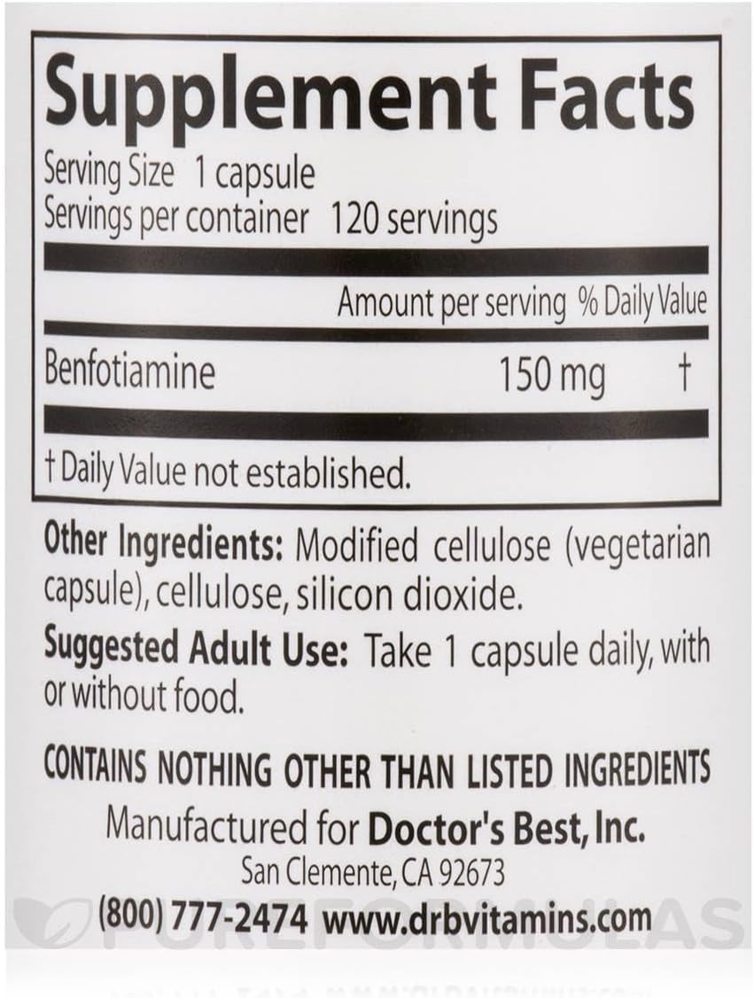 Doctor's Best Benfotiamine Supplement - 150 mg, 120 Vegetarian Capsules