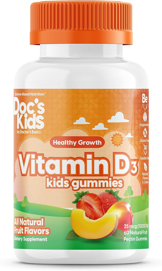 Doctor's Best Doc's Kids Vitamin D3 Gummies 1000iu for Children - Supports Bone Health, Immunity, 60 Count