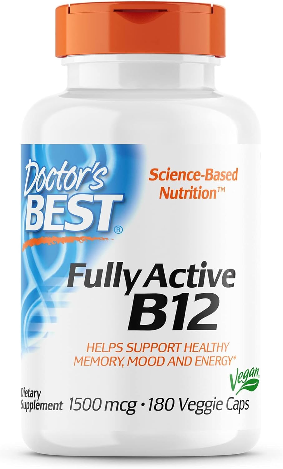 Doctor's Best Fully Active B12 for Energy, Memory, and Mood Support - Non-GMO, Gluten Free, Soy Free, Vegan - 180 Veggie Capsules - BoostGo Australia