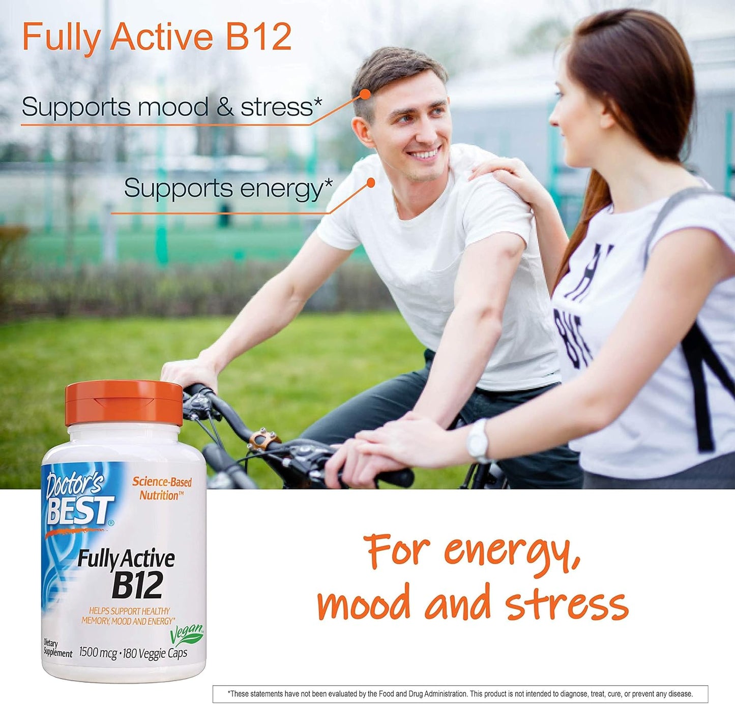 Doctor's Best Fully Active B12 for Energy, Memory, and Mood Support - Non-GMO, Gluten Free, Soy Free, Vegan - 180 Veggie Capsules - BoostGo Australia