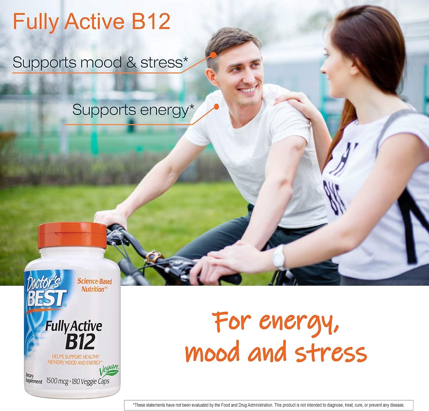 Doctor's Best Fully Active B12 for Energy, Memory, and Mood Support - Non-GMO, Gluten Free, Soy Free, Vegan - 180 Veggie Capsules - BoostGo Australia
