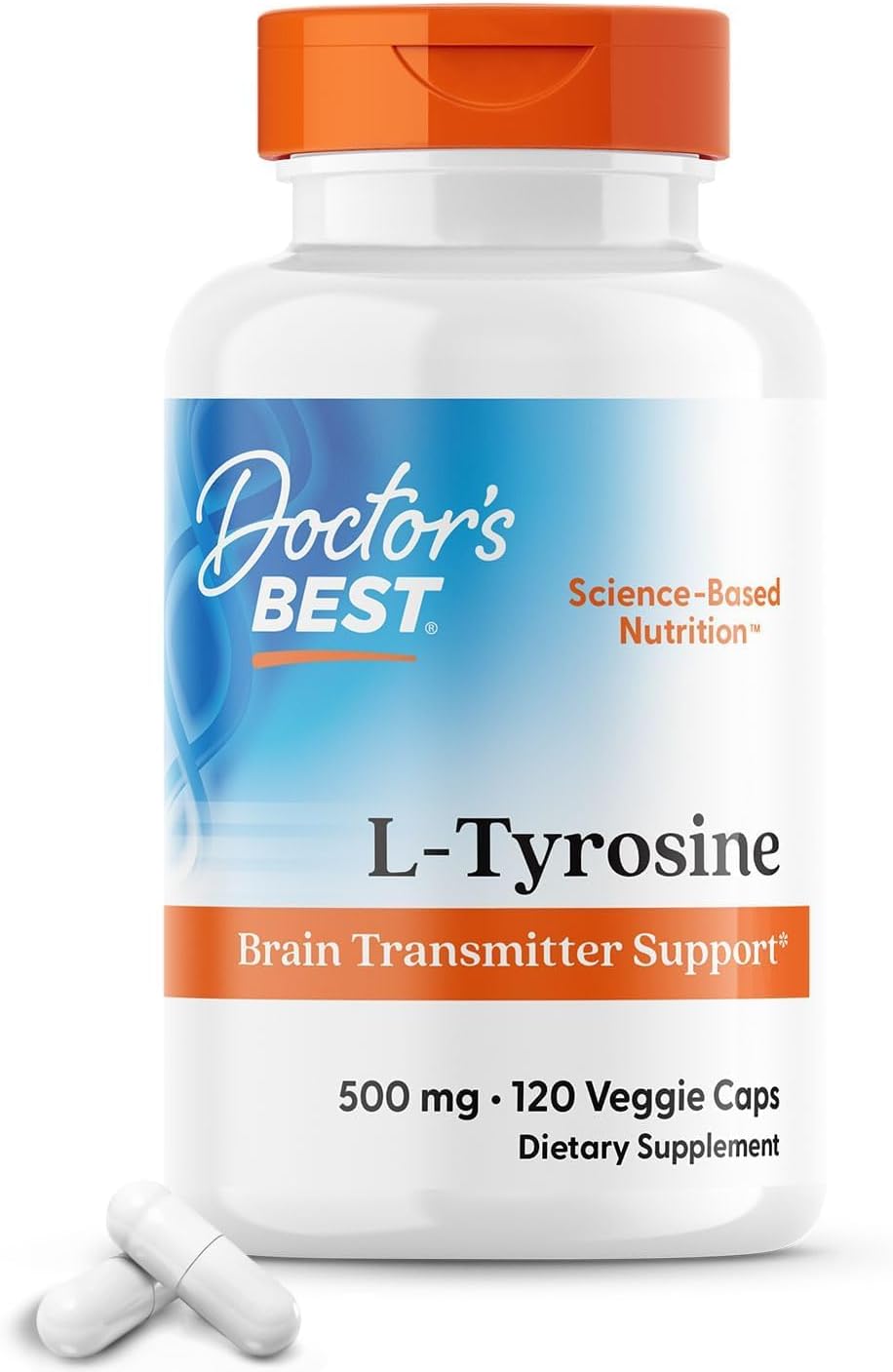 Doctor's BEST L-Tyrosine 500mg Capsules for Brain Transmitter Support - Non-GMO & Gluten Free - 120 Count - BoostGo Australia