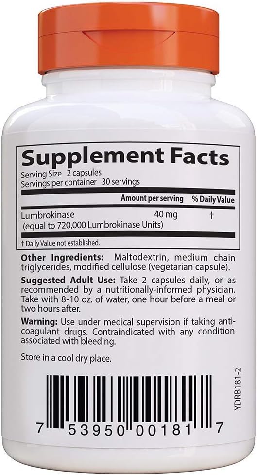 Doctor's Best Lumbrokinase Supplement - 60 Capsules for Heart Health and Circulation