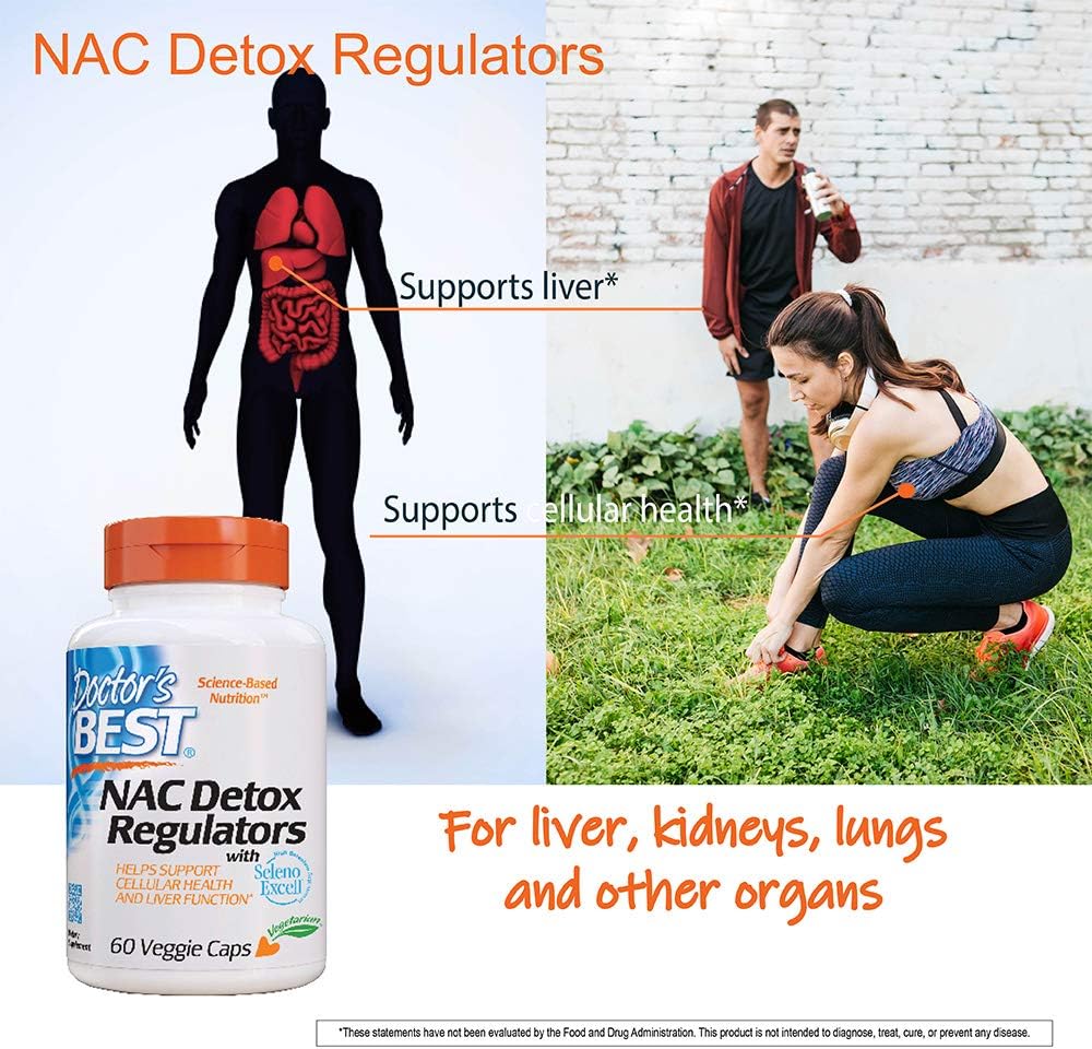 Doctor's Best NAC Detox Regulators with Seleno Excell - Non-GMO, Vegetarian, Gluten Free - 60 Veggie Capsules - BoostGo Australia