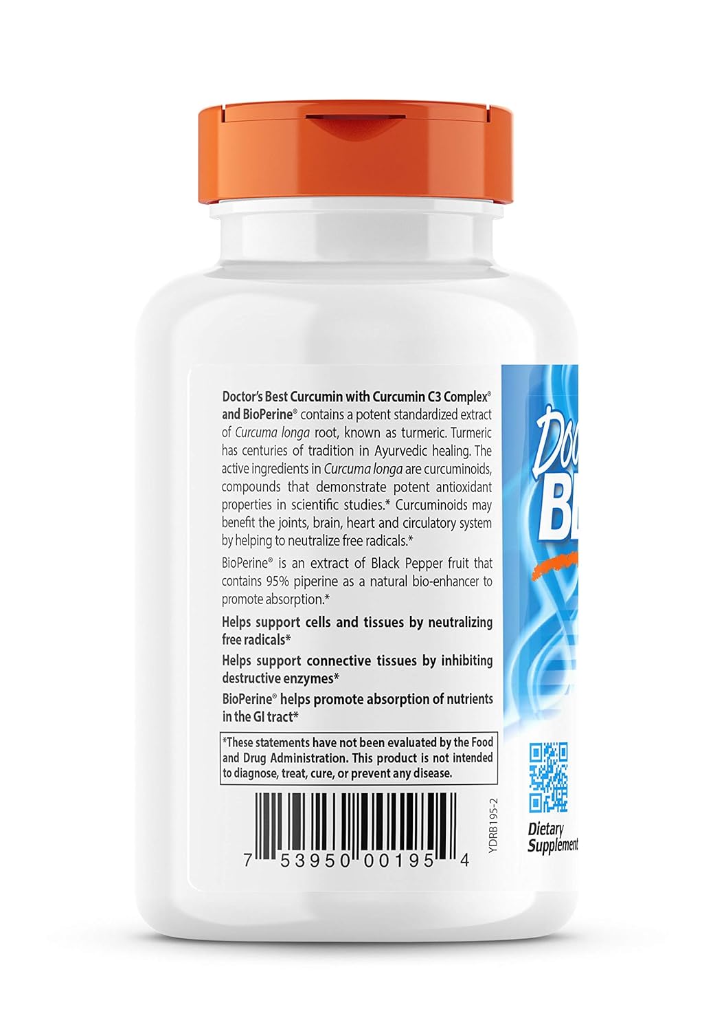 Doctor's Best Turmeric Root Curcumin C3 with BioPerine 1000mg - 120 Count
