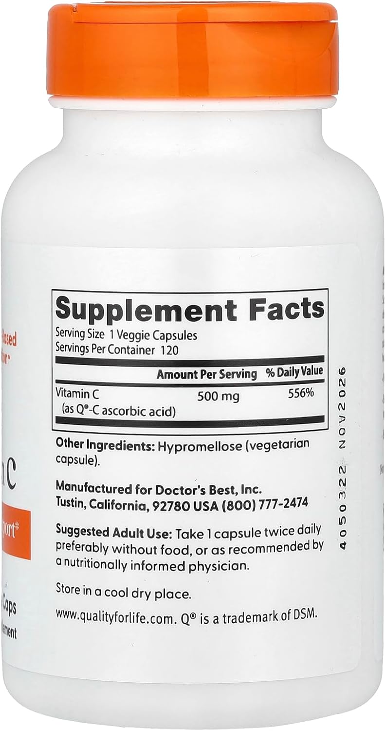 Doctor's Best Vitamin C 500mg Capsules - Pack of 120