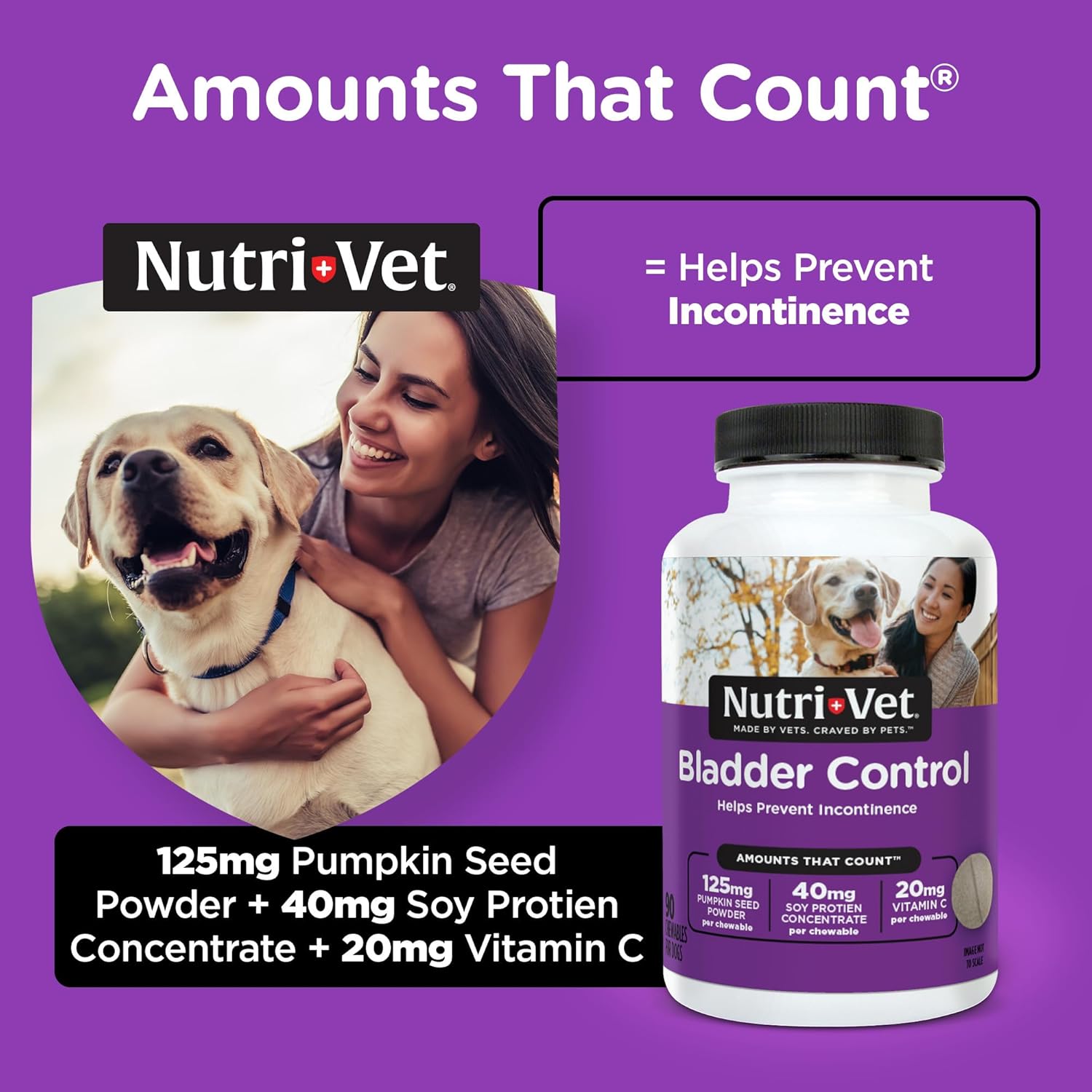 Dog Bladder Control Supplement | Reduce Urinary Incontinence in Dogs | 90 Chewable Tablets by Nutri-Vet