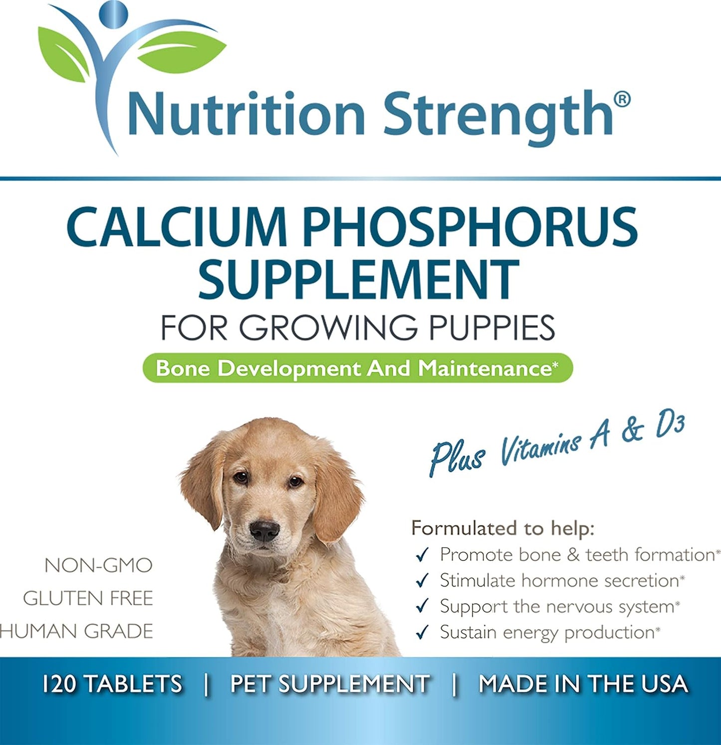 Dog Calcium Phosphorus Supplement for Healthy Bones & Growth, 120 Chewable Tablets - BoostGo Australia