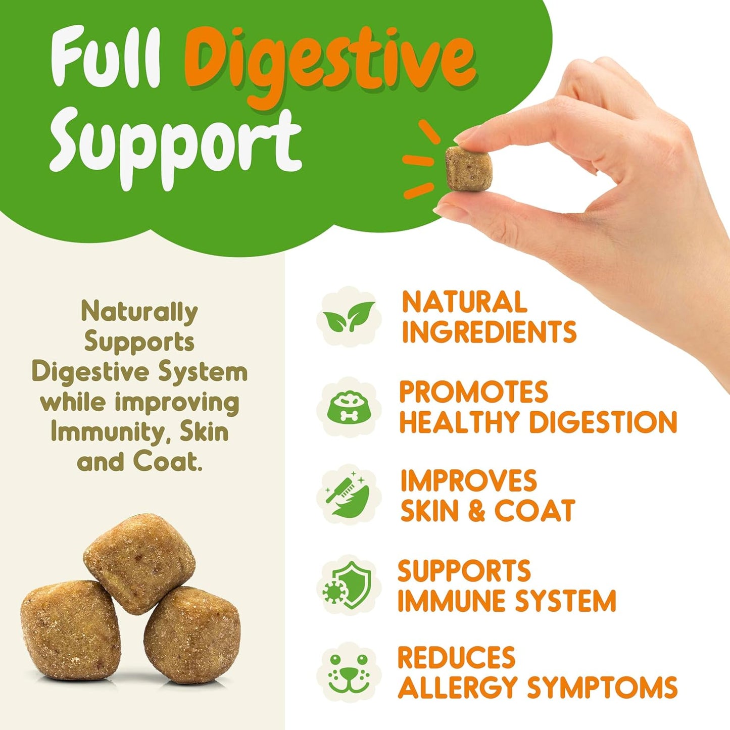 Dog Probiotic Digestive Enzymes Soft Chews - Gut Health, Diarrhea & Allergy Support - Pet Immune System Boost - 120 Chicken Flavored Chewables