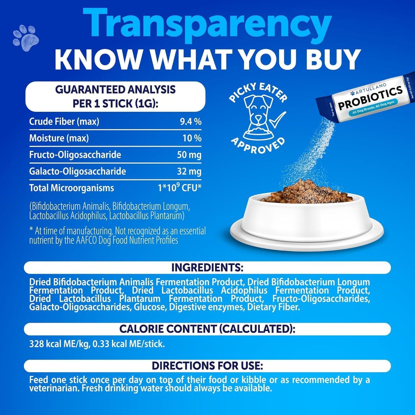 Dog Probiotic Powder with Prebiotics - Boost Gut Health, Skin, Immunity - Digestive Enzymes for Diarrhea, Gas - 30 Sticks