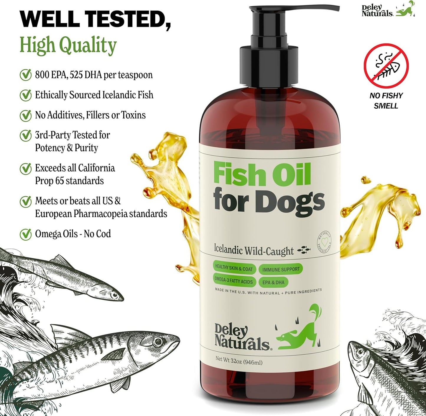 Dog Probiotics and Fish Oil Bundle - 120 Chews Probiotics + 32 oz Fish Oil - Omega 3-6-9, GMO Free, Made in USA