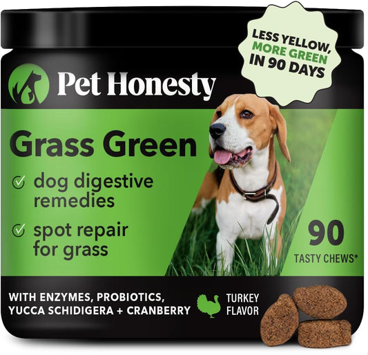 Dog Urine Neutralizer for Lawn - Grass Green Spot Saver with Probiotics and Cranberry - Grass Burn Chews with Apple Cider Vinegar - 90ct