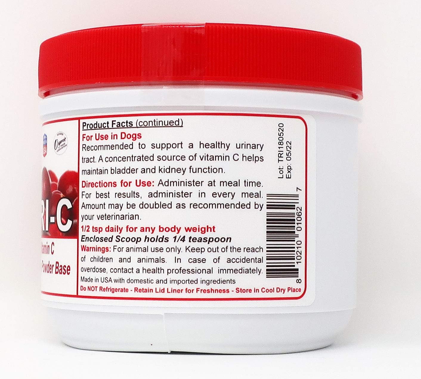 Dogzymes Cran Tri C Urinary Tract Support - Vitamin C Blend - 1418mg/Tsp - 8oz