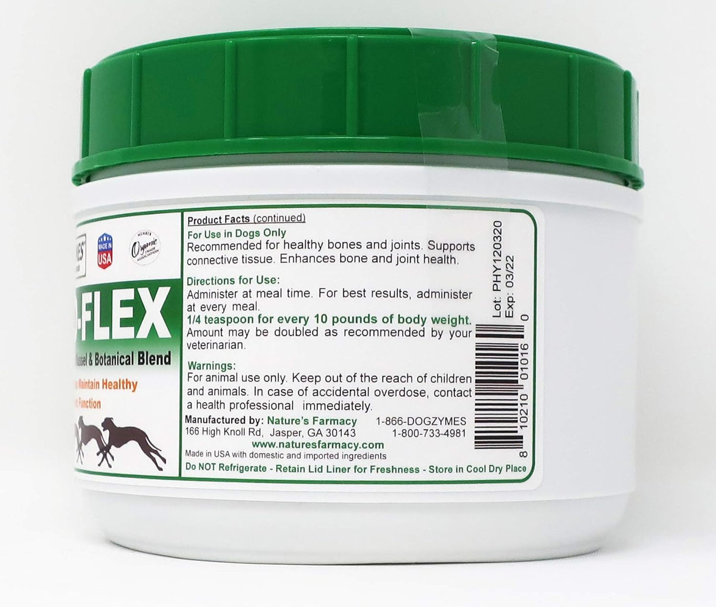 Dogzymes Phyto Flex - Joint Supplement with Glucosamine, Chondroitin, MSM, and Hyaluronic Acid for Dogs (1 lb)
