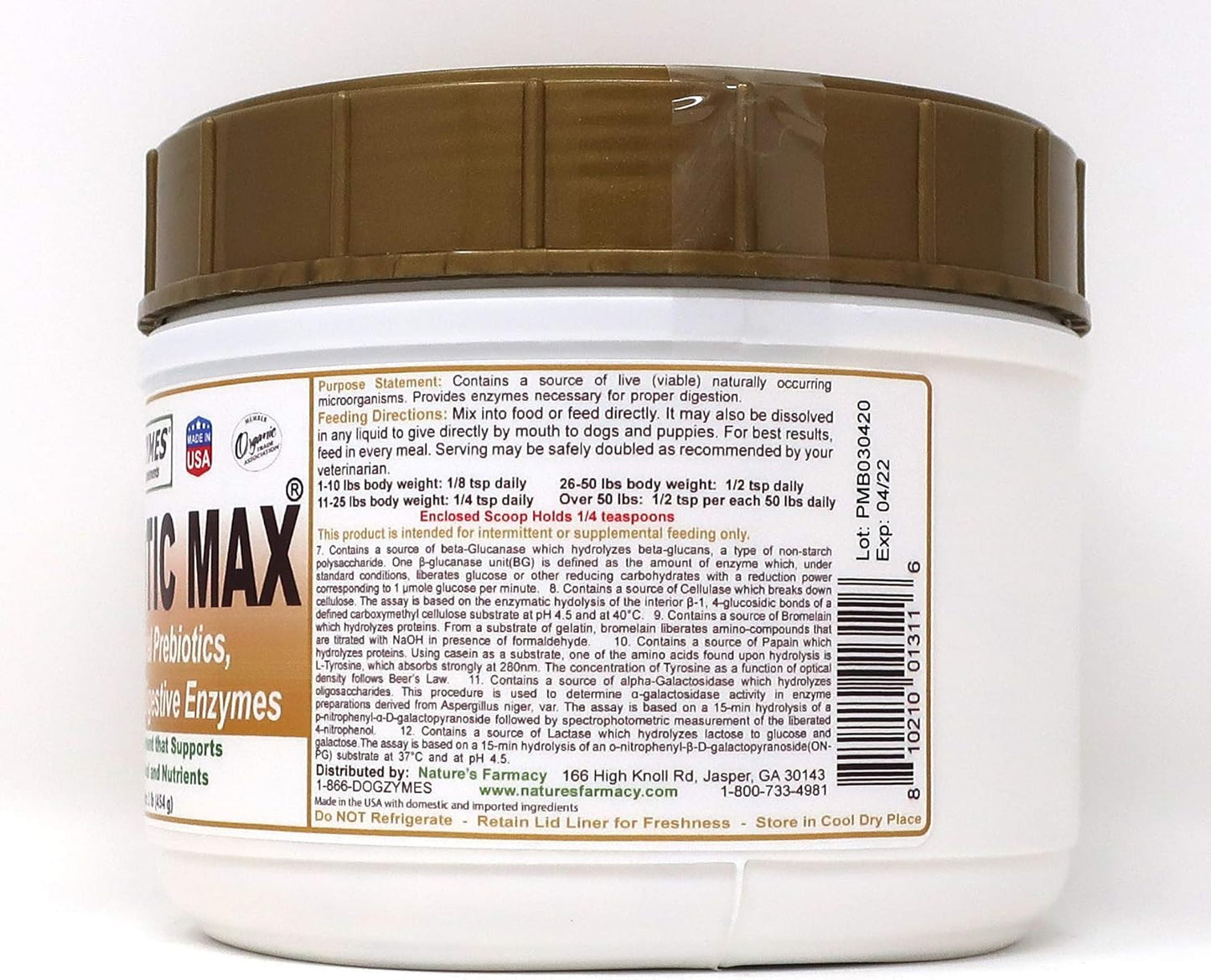 Dogzymes Probiotic Max for Dogs - 10 Billion CFU Probiotics, Prebiotics, Digestive Enzymes - Supports Digestion, Allergies, Immunity - 1lb