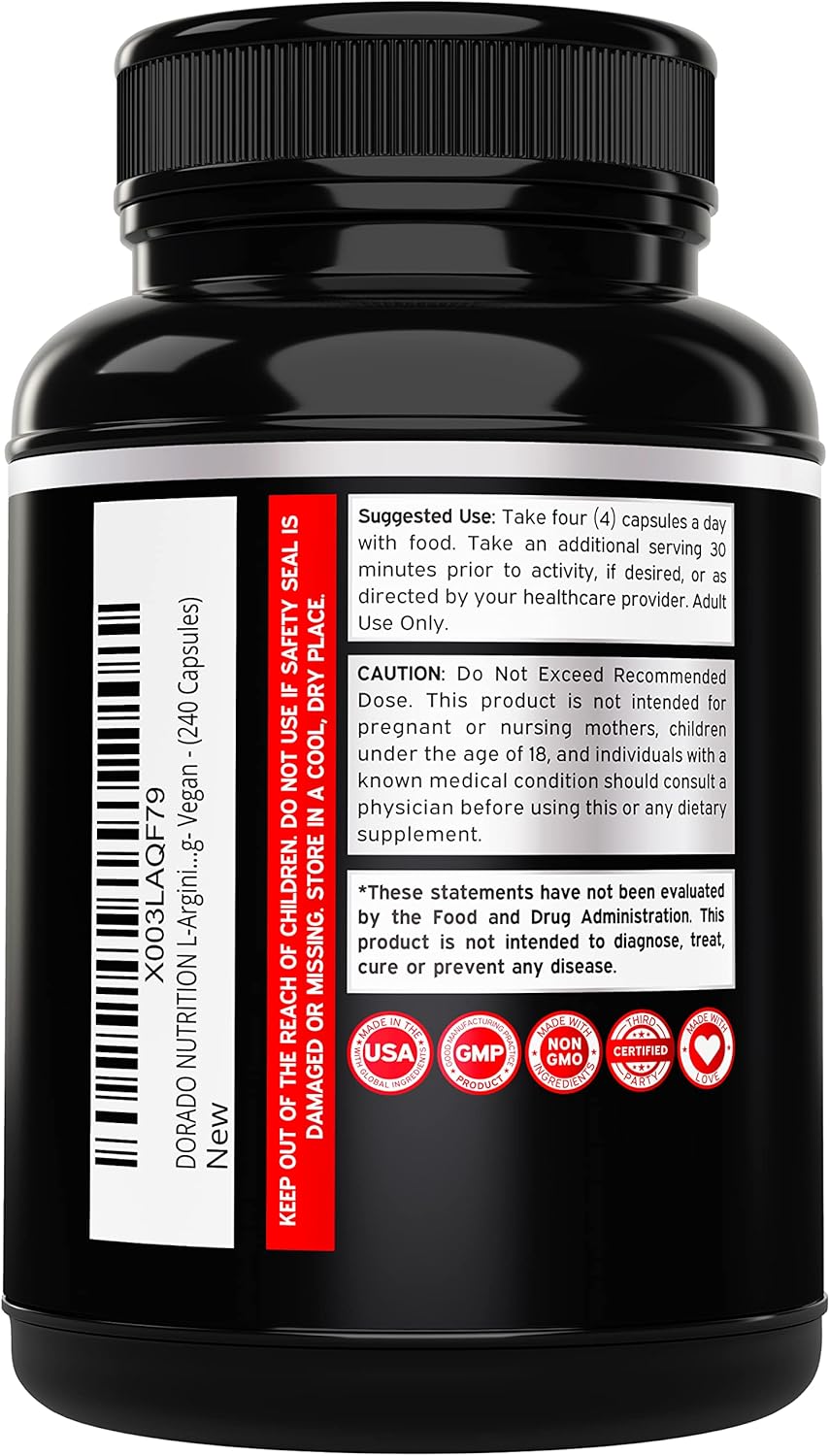 DORADO NUTRITION Horny Goat Weed & L Arginine Citrulline Supplement - Powerful 4590mg Formula for Men & Women (240 Capsules)