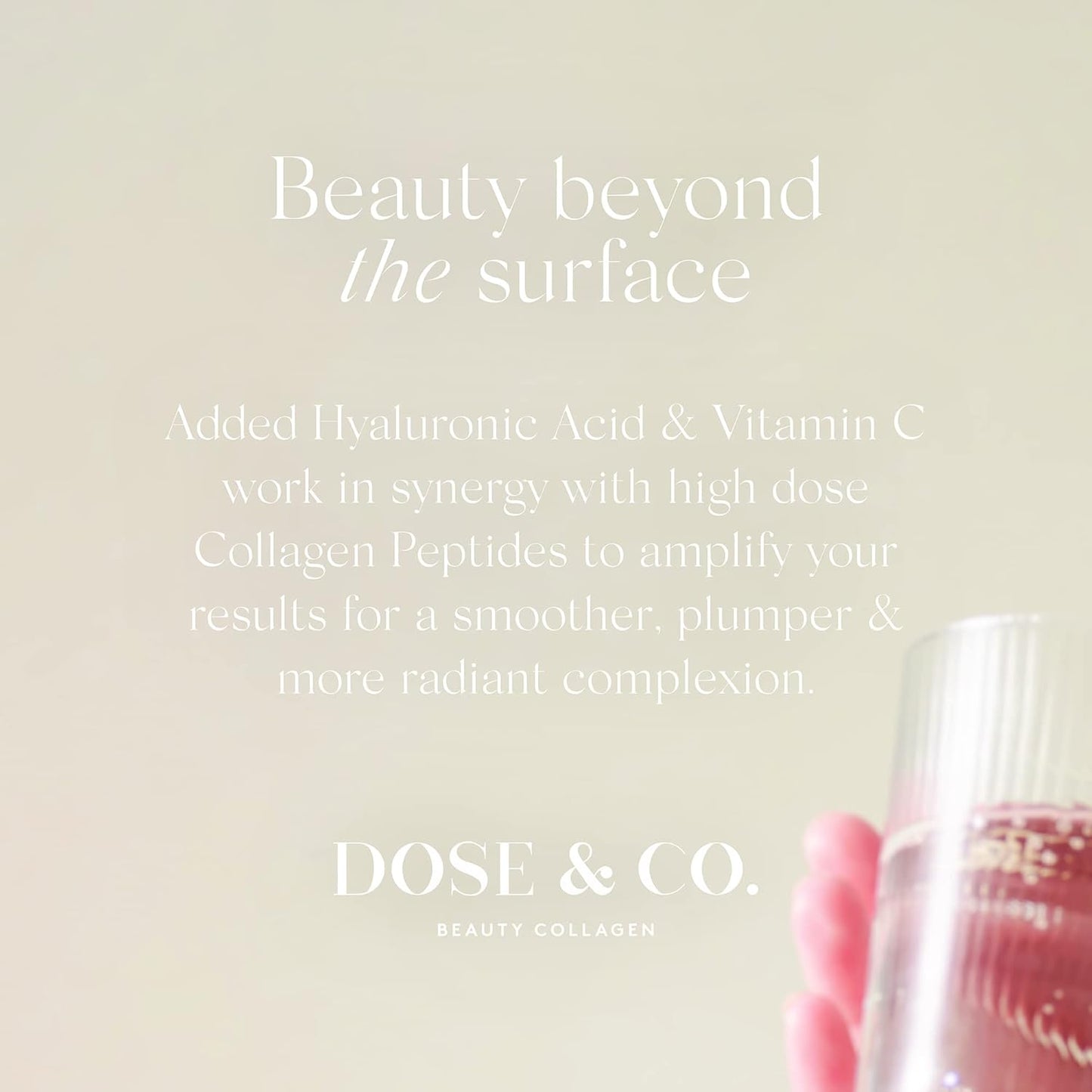 DOSE & CO. Beauty Collagen Powder with Hyaluronic Acid and Vitamin C - 9oz Supplement for Hair, Skin & Nails