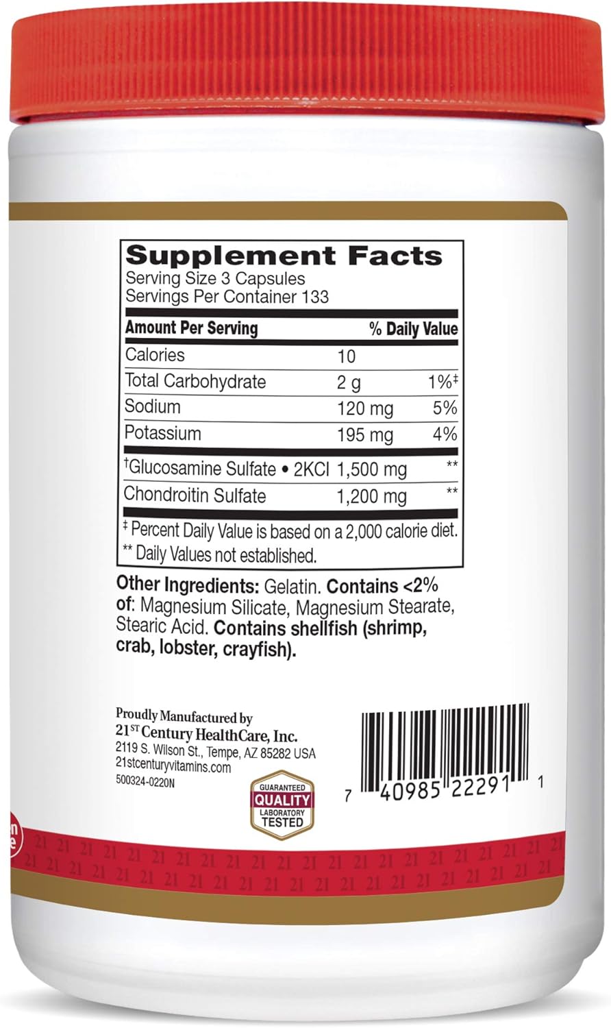 Double Strength 21st Century Glucosamine Chondroitin 500/400mg Capsules - 400 Count Pack