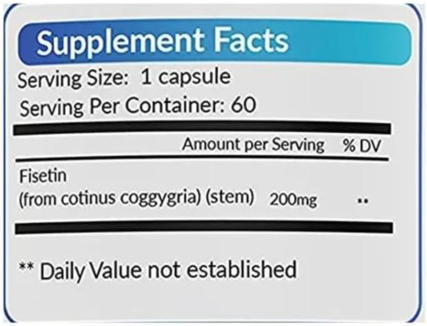 Double Strength Logic Nutra Fisetin Capsules - 200mg Antioxidant Supplement for Wellness - 60 Count