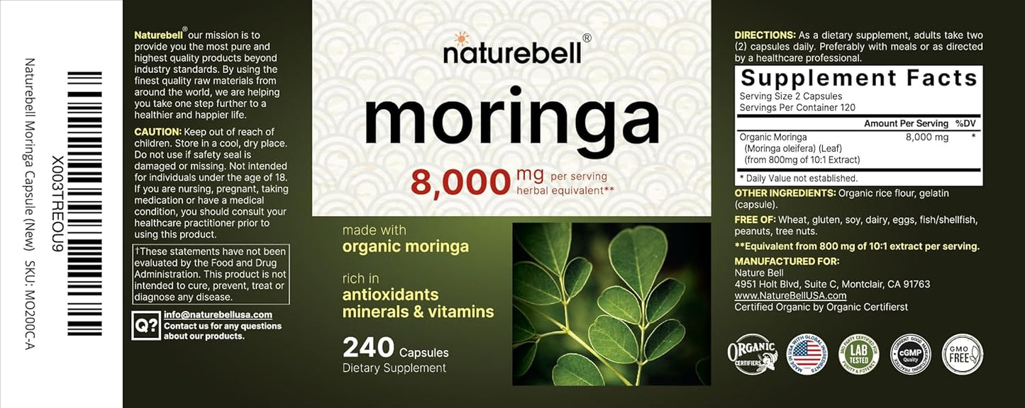Double Strength Moringa Oleifera & NAC Supplement Bundle - 8000mg & 1,200mg Per Serving - Organic Powder - 2 Pack - BoostGo Australia