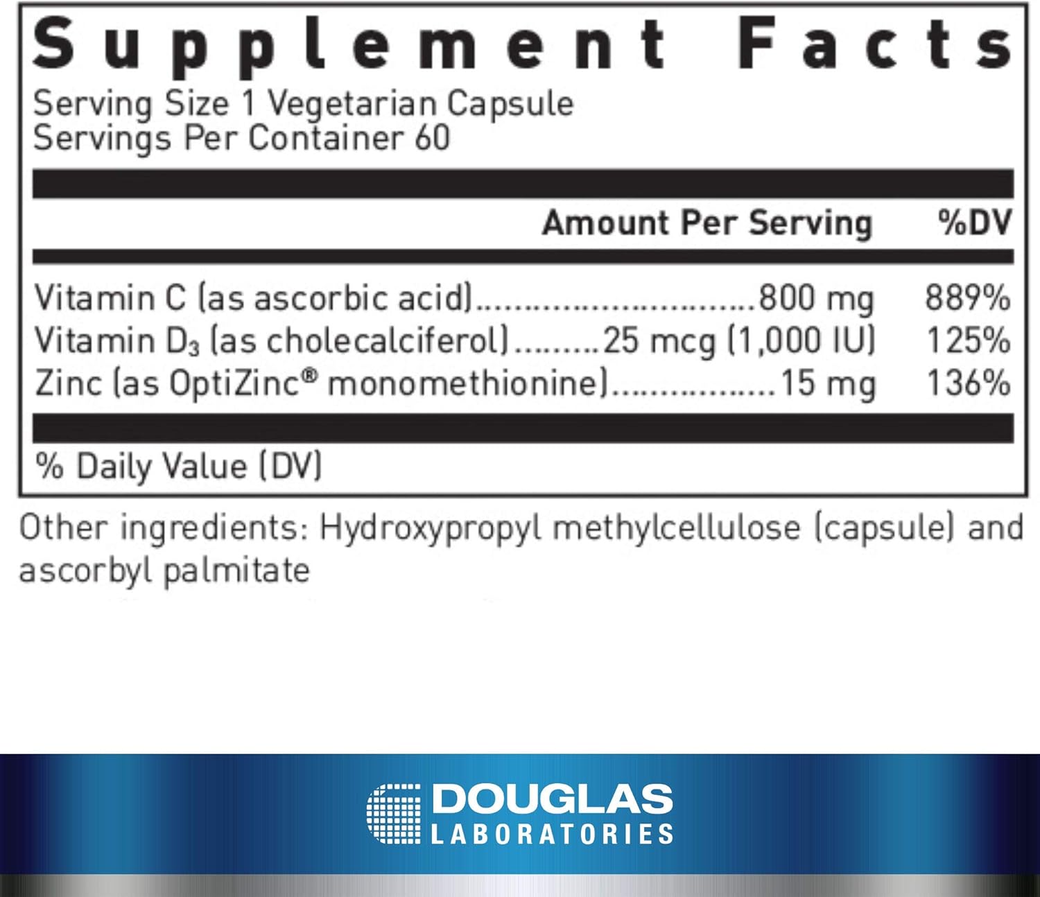 Douglas Laboratories C-D-Zinc Capsules | Promotes Cellular Health & Immune Function* | 60 Vegetarian Capsules