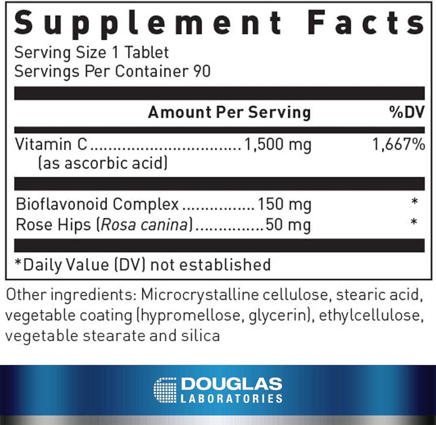 Douglas Laboratories C-Max 1500 mg Time-Released Vitamin C Tablets for Skin, Blood Vessels, Joints, and Bone Support