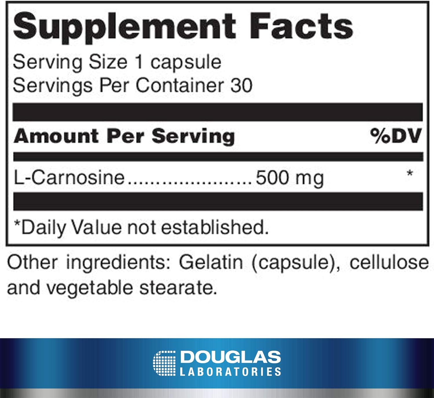 Douglas Laboratories L-Carnosine Capsules - 500 mg | Supports Brain, Skeletal, and Heart Muscles with Amino Acids | 30 Count