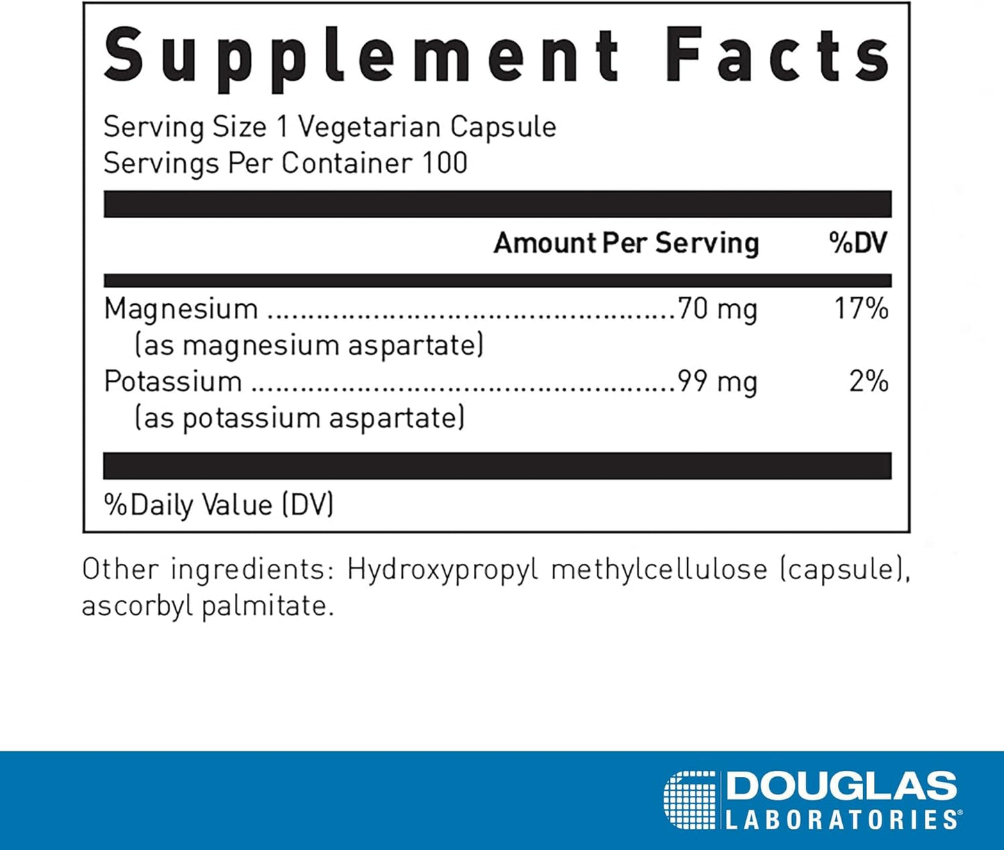 Douglas Laboratories Magnesium and Potassium Aspartate Capsules for Cardiovascular Health and Muscle Function
