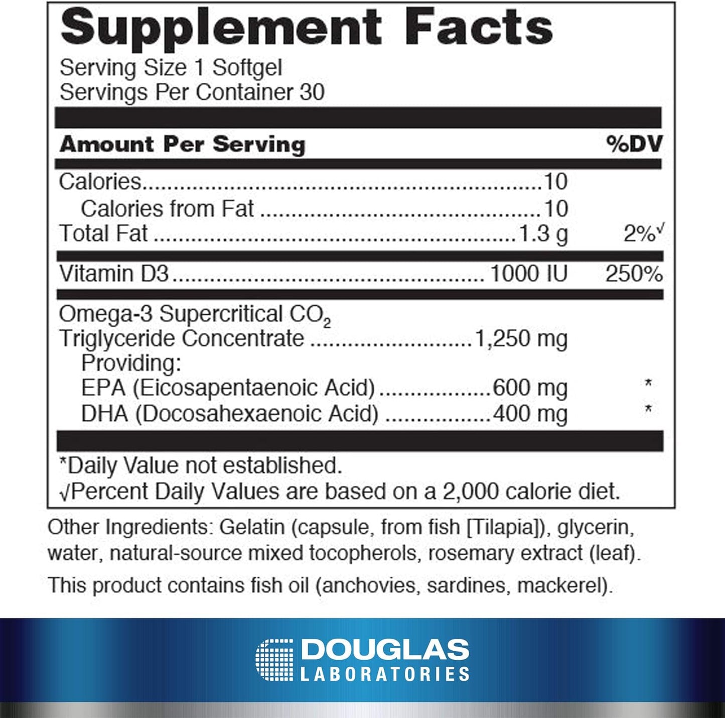 Douglas Laboratories Quell Fish Oil EPA/DHA Plus D Softgels - High EPA to DHA Ratio with Vitamin D3 - 30 Count