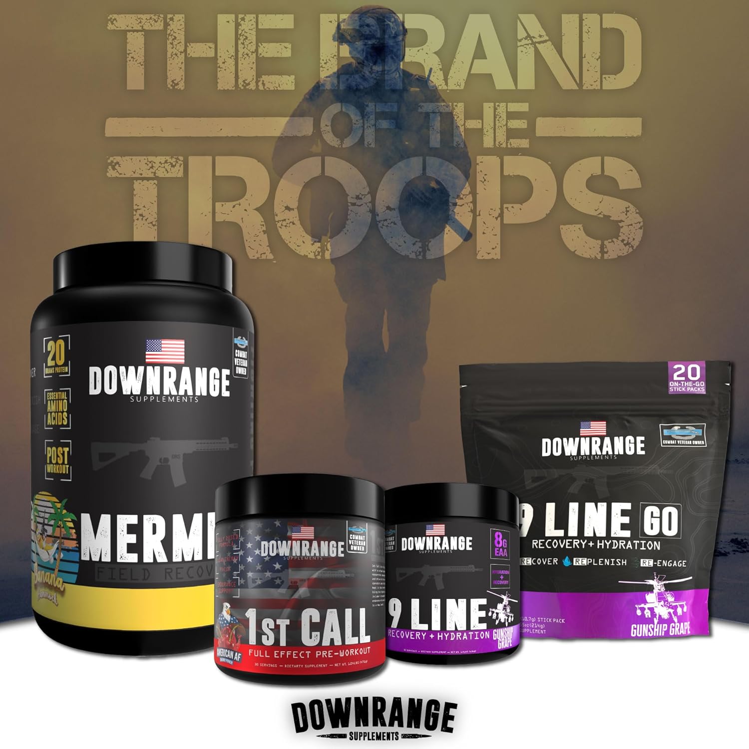 DownRange 9 Line Recovery + Hydration Powder with Electrolytes, Amino Acids & Coconut Water for Muscle Recovery, Energy & Hydration - Grape Flavor, 30 Servings