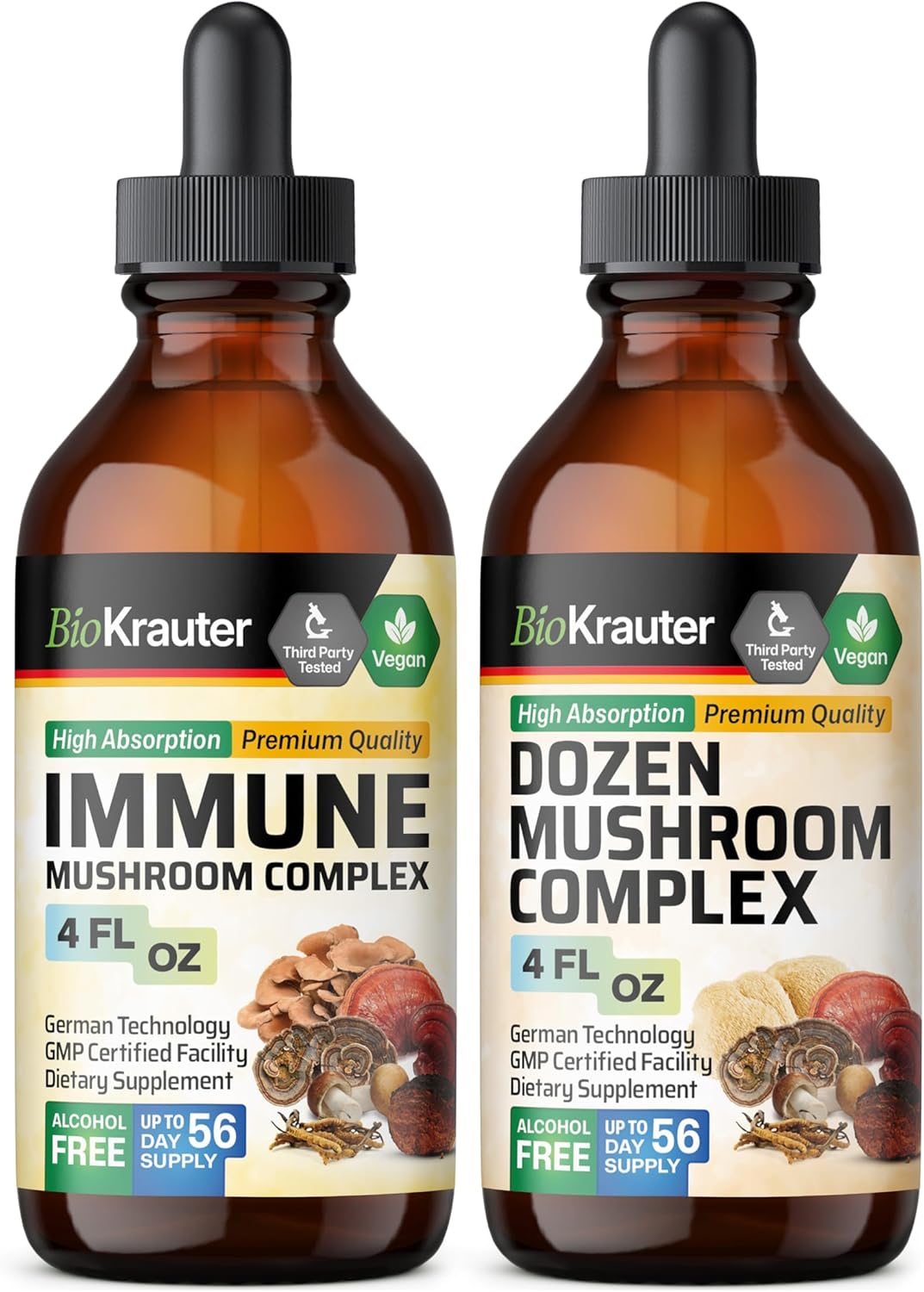 Dozen Mushroom Tincture Bundle - Immune Boosting Herbal Supplement - 4 Fl. Oz. Each