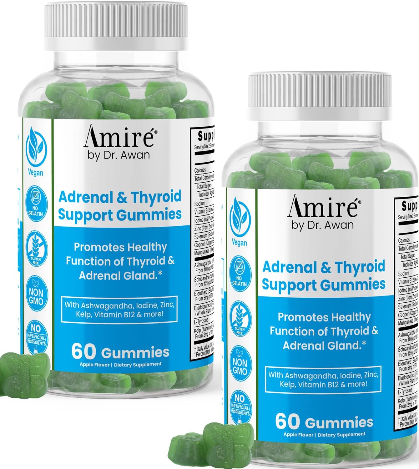 Dr. Awan Thyroid Support Gummies with Kelp, Selenium, and Ashwagandha for Energy, Immunity, Metabolism - 120ct, 60 Days