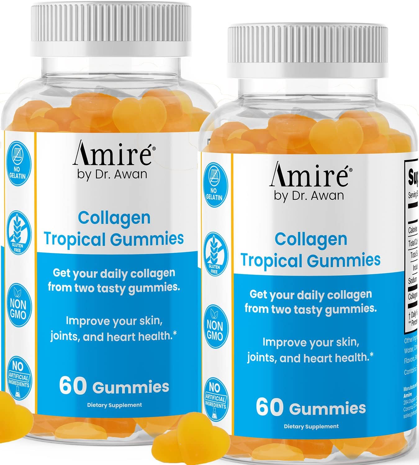 Dr. Awan Tropical Collagen Gummies - Supports Skin, Joints, and Heart Health, 120ct, 60-Day Supply - Amire