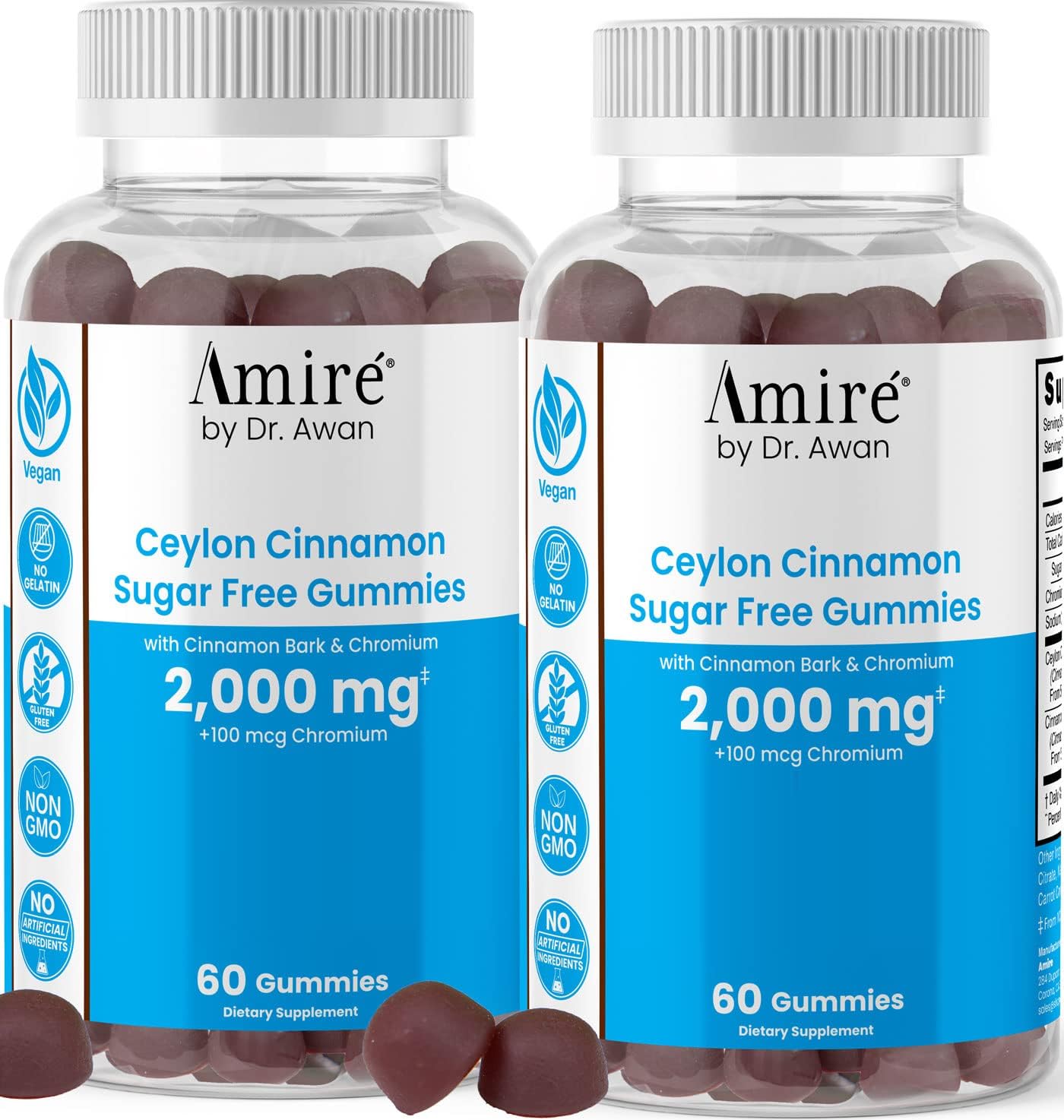 Dr. Awan's Amire Sugar-Free Vegan Ceylon Cinnamon Gummies 120ct - Ceylon Cinnamon Capsule Alternative