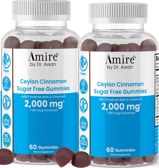 Dr. Awan's Amire Sugar-Free Vegan Ceylon Cinnamon Gummies 120ct - Ceylon Cinnamon Capsule Alternative