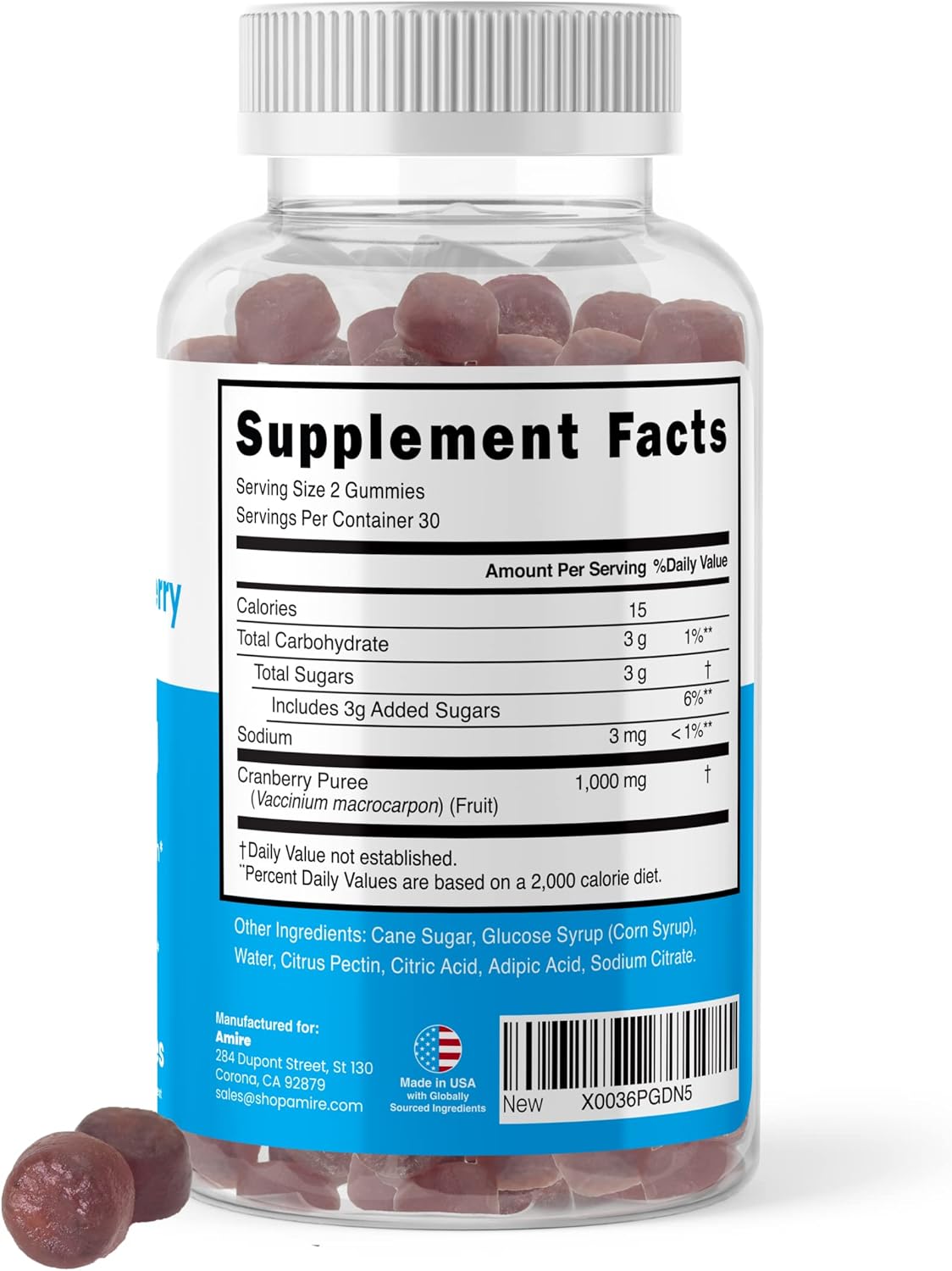Dr. Awan's Amire Super Cranberry Gummies, 180ct, Gelatin-Free Chews for Urinary Health & Immune Support