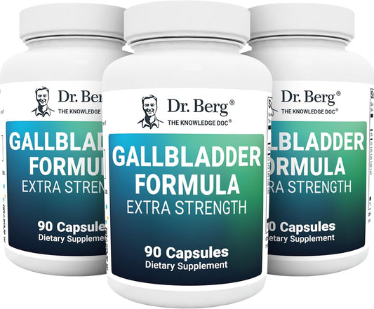 Dr. Berg Gallbladder Formula Extra Strength with Bile Salts, Enzymes, & Digestive Herbs - 45-Day Supply - 90 Capsules (3 Pack)