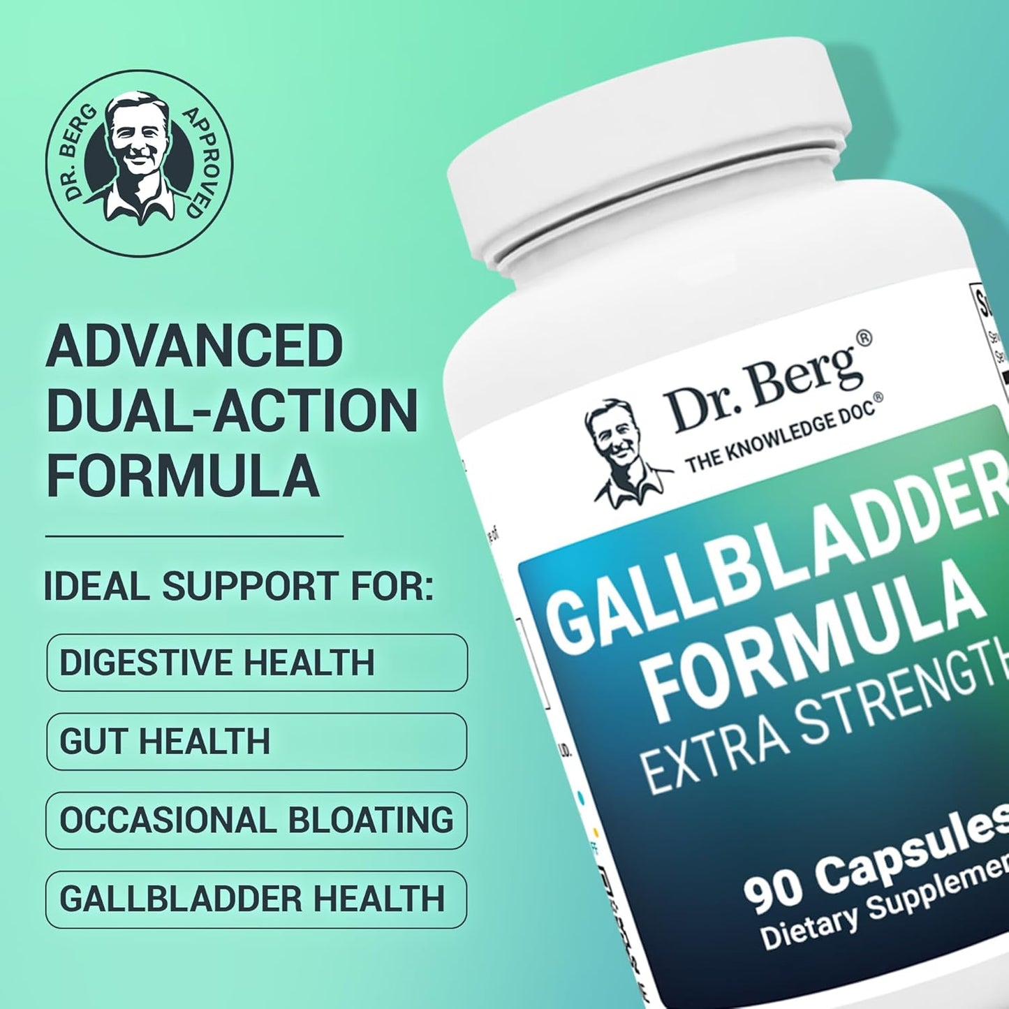 Dr. Berg Gallbladder Formula Extra Strength with Bile Salts, Enzymes, & Digestive Herbs - 45-Day Supply - 90 Capsules (3 Pack)